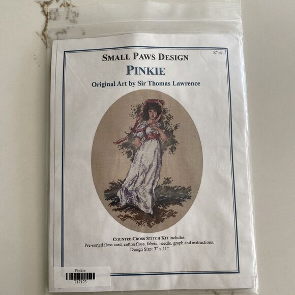 3/$21 Small Paws Designs Pinkie Colonial Style Cross Stitch Kit SEALED 7 X 110 - Picture 1 of 5